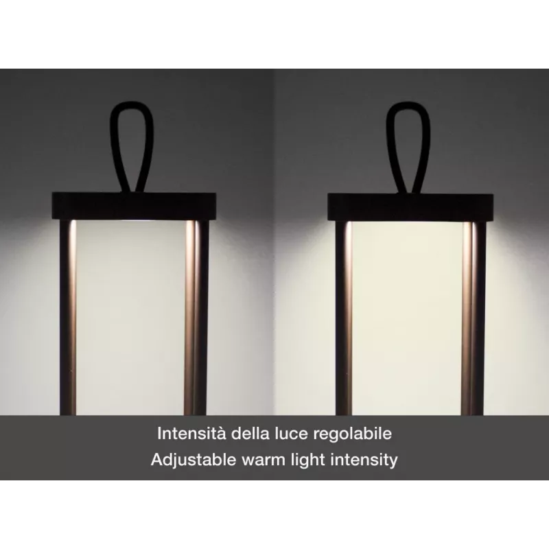 Wiederaufladbare Laterne Beper P207ILI102 in Corten-Optik, tragbare batteriebetriebene Lampe