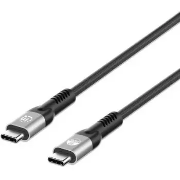 Manhattan Fast USB-C-zu-USB-C-Kabel (240 W), 1 m, 240-W-Laptop-Ladung + Hochgeschwindigkeitsdaten & -video, kompatibel mit allen Laptops (zusätzliches USB-C-240-W-Netzteil erforderlich), ultraschnelle Übertragung mit 40 Gbit/s, schwarz, 3 Jahre Garantie