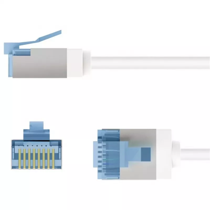 Ultra-Flexibles Cat.6a Patchkabel schlank, U/FTP (Weiß, 0,5 Meter, extra-kurzer Stecker)
