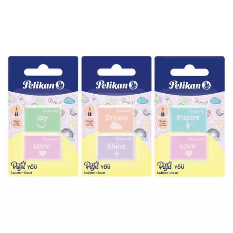 Radiergummi Pelikan 606196 Kunststoff sortierte Farben 2 Stück