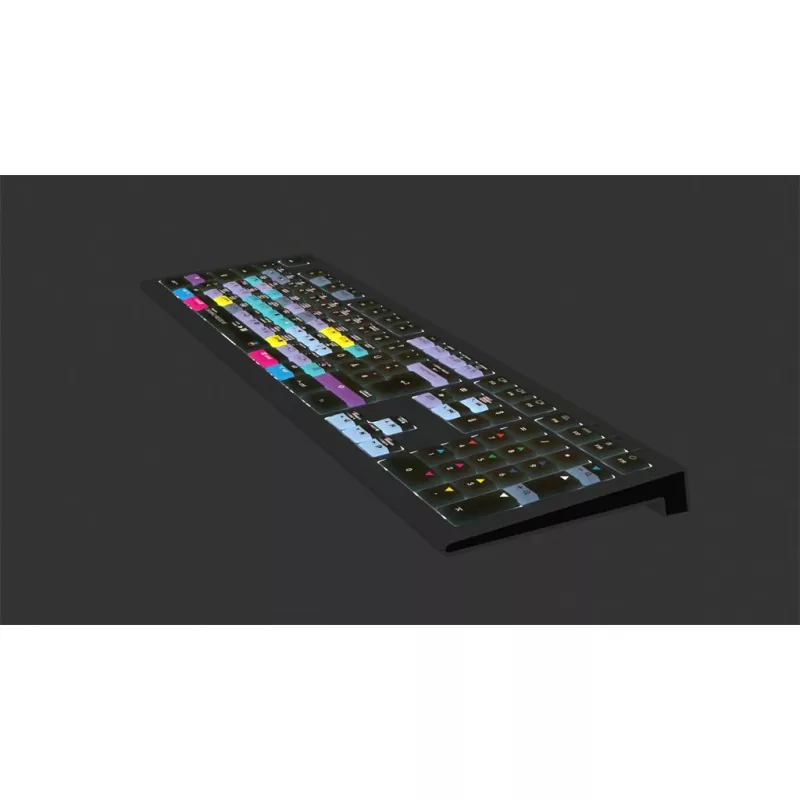 Logickeyboard ASTRA 2 DaVinci-Resolve-Tastatur für Mac, in voller Größe, kabelgebunden USB, Scherenmechanik, QWERTZ Deutsch, Schwarz