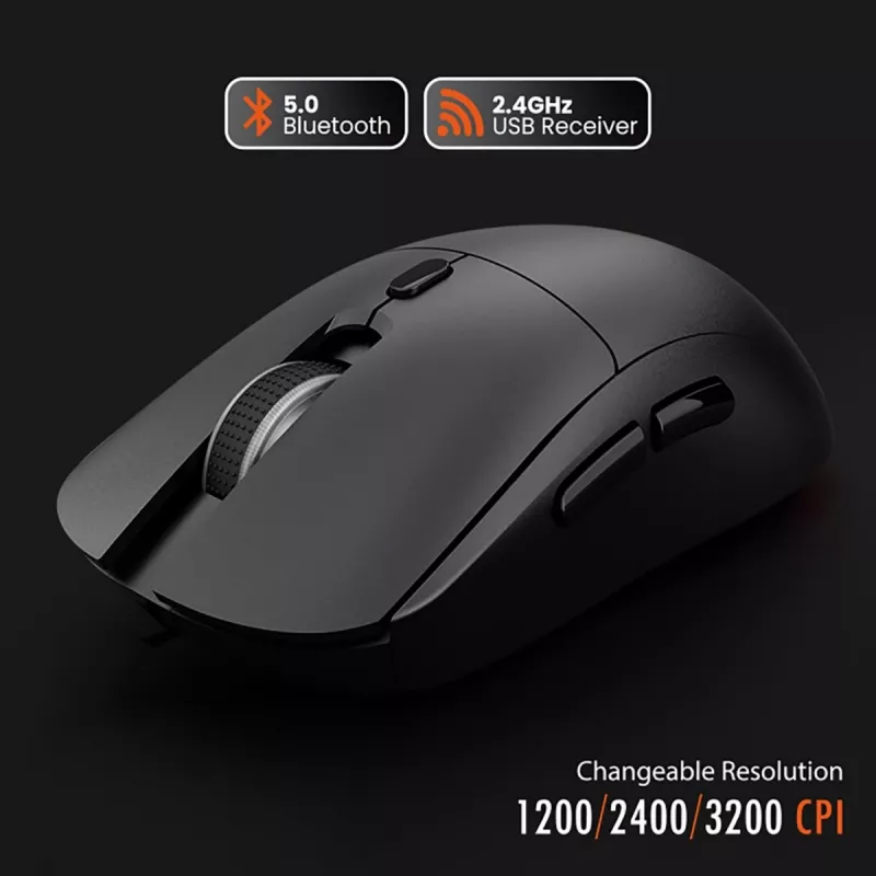 Kabellose Maus MEDIA-TECH MT1124 BT/RF Silent & Recharge — beidhändig, 3200 DPI, Bluetooth + 2,4 GHz USB, 6 Tasten, wiederaufladbar