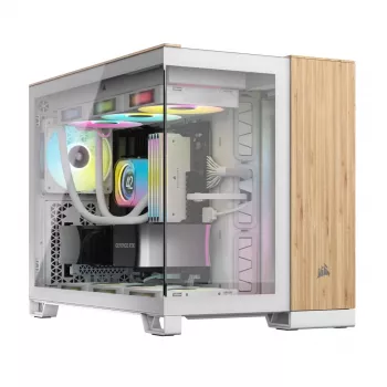 Computergehäuse Corsair CC-9011288-WW Midi Tower Bambus, Weiß