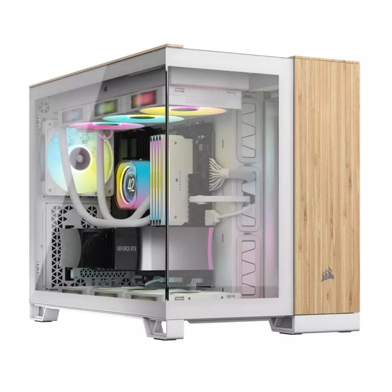 Computergehäuse Corsair CC-9011288-WW Midi Tower Bambus, Weiß