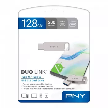 USB-Stick PNY 128 GB USB Typ-A USB Typ-C DUO LINK