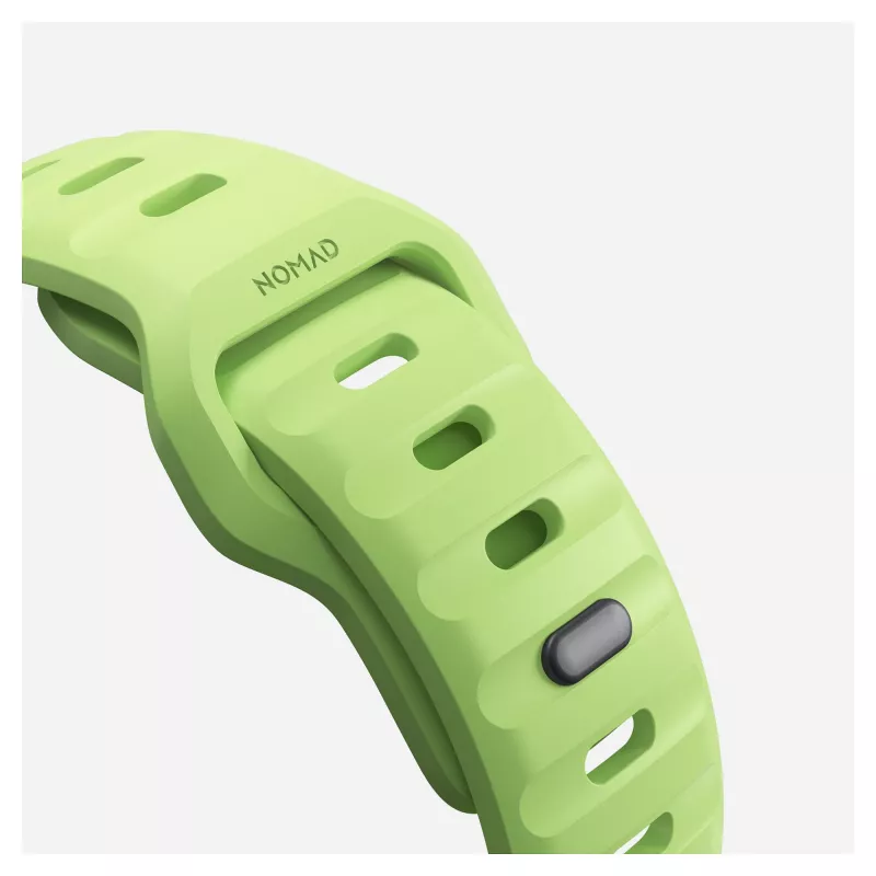 Band Nomad Sport Band Hellgrün Gummi — Breite 21,5 mm, Handgelenk 160–195 mm