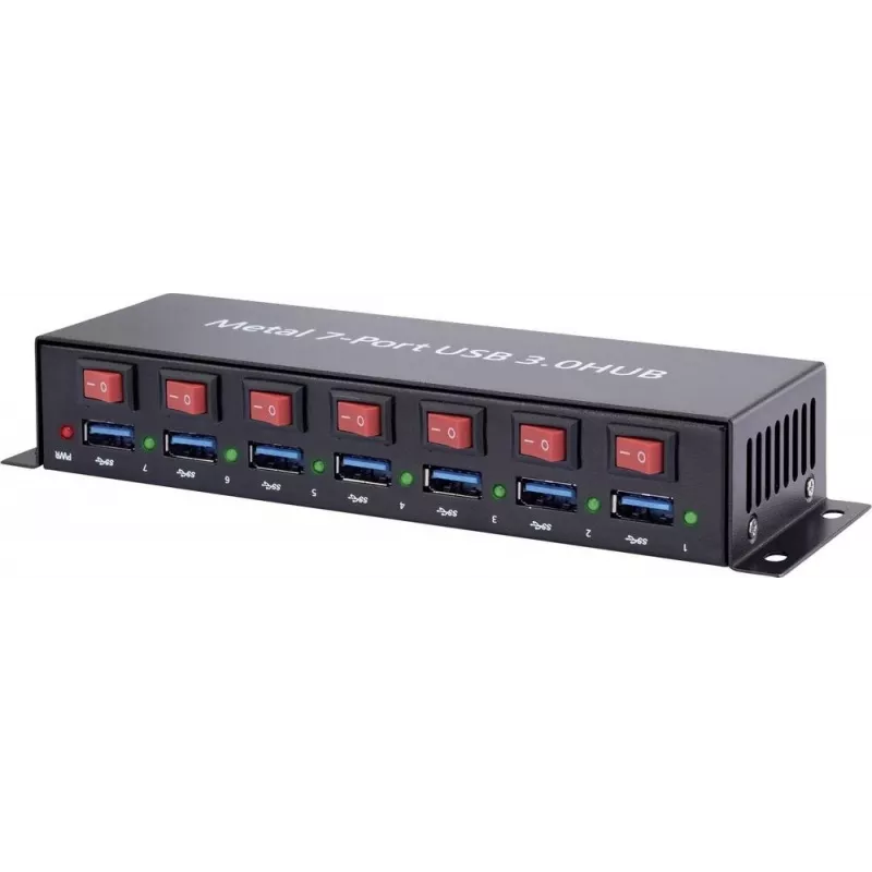 USB-Hub Renkforce 1089874 — 7-Port USB 3.0, Metallgehäuse, wandmontierbar