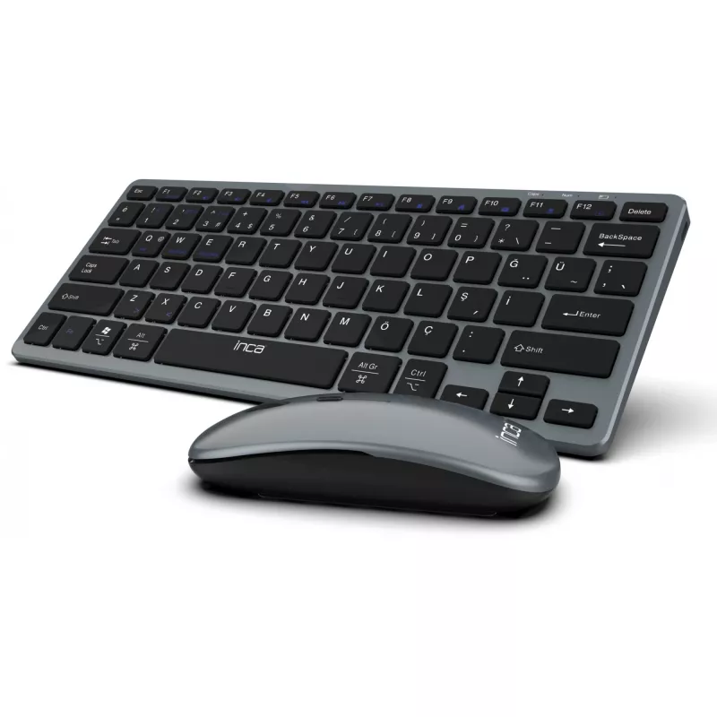 INCA IBK-572BT kabelloses Tastatur-Maus-Set, grau