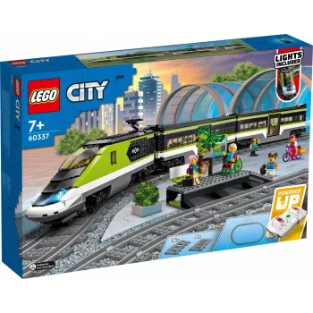 LEGO 60337 City Express Personenzug Set ferngesteuertes Spielzeug Geschenk für Kinder Jungen und Mädchen mit funktionierenden Scheinwerfern 2 Waggons und 24 Schienenteilen