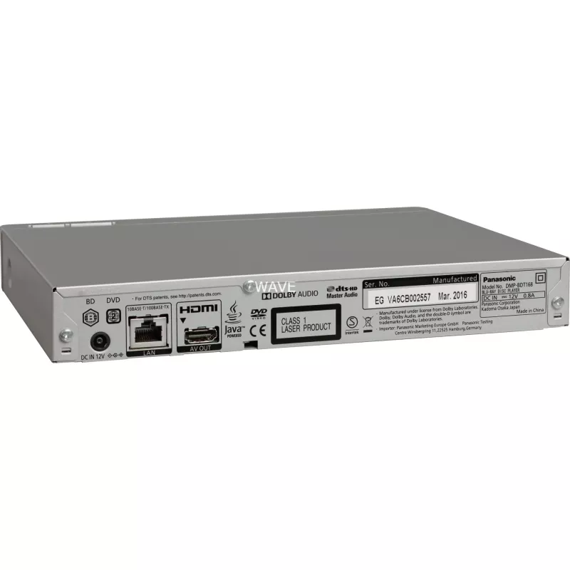 Panasonic Blu-ray Disc Player DMP-BDT168EG DVD-Video, MP3, WMA, JPEG, WAV, XviD, AAC, AVCHD, MKV, CD-DA, FLAC, MPO, BD-MV, ALAC USB-Anschluss