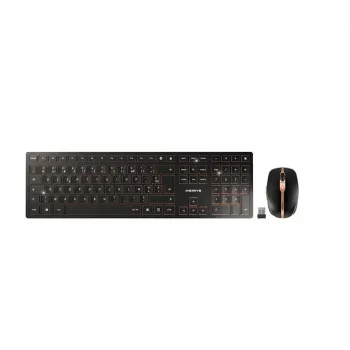 CHERRY DW 9100 schlank Tastatur Maus inbegriffen Universal RF Wireless + Bluetooth AZERTY Französisch Schwarz
