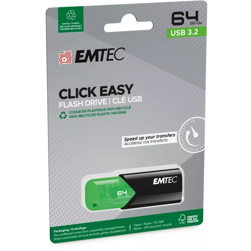USB-Flash-Laufwerk Emtec 64GB USB Typ-A 3.2 Gen 1 Click Easy