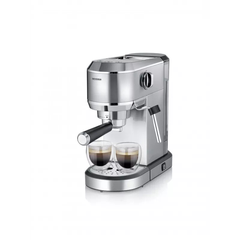Espressomaschine SEVERIN Newspresa KA 5997 — halbautomatisch, 1 l Wassertank, 1350 W, Kaffeepulver, schwarz/gebürsteter Edelstahl/chrom