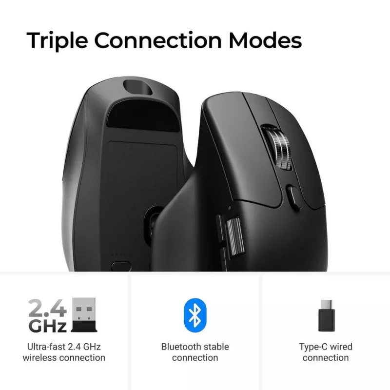 Maus Keychron M6 Rechtshändig Universal — Optisch, RF Wireless + Bluetooth + USB-C, 30000 DPI, Schwarz