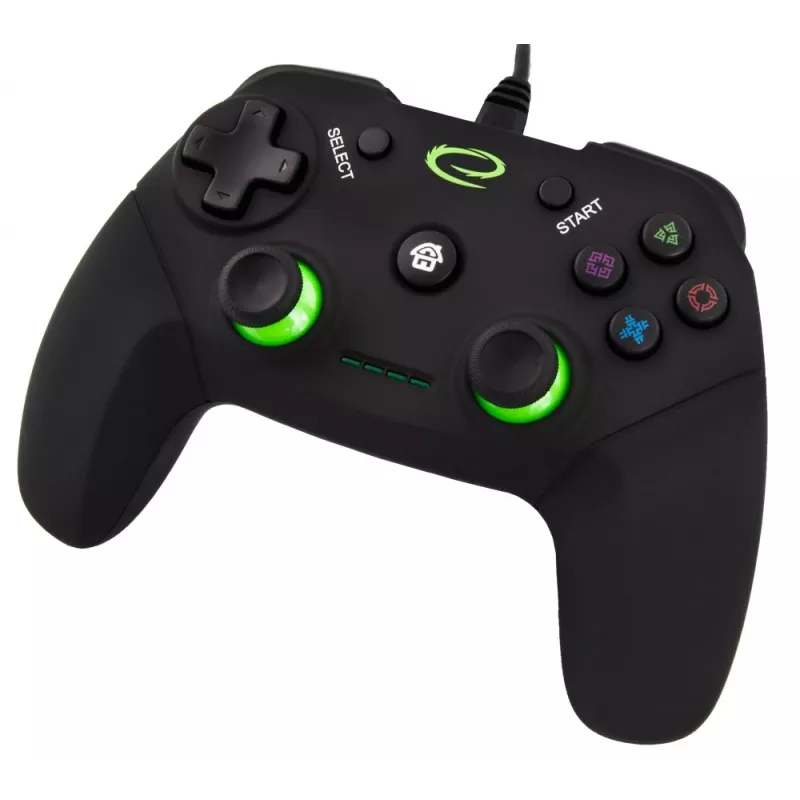 Gamepad ESPERANZA EGG110K kabelgebundenes USB mit Vibration, 12 Tasten, 1,5 m Kabel — für PC und PS3