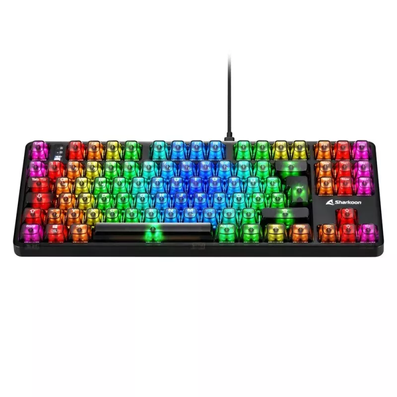 Mechanische Gaming-Tastatur Sharkoon Crystal Shark Schwarz DE mit RGB-Beleuchtung