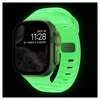 Band Nomad Sport Band Hellgrün Gummi — Breite 21,5 mm, Handgelenk 160–195 mm