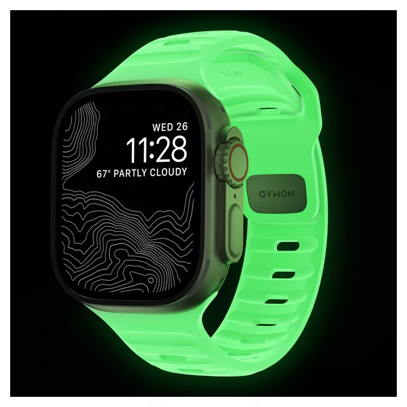Band Nomad Sport Band Hellgrün Gummi — Breite 21,5 mm, Handgelenk 160–195 mm