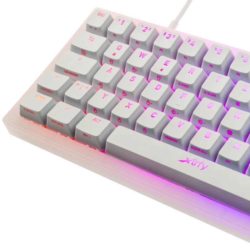 Mechanische TKL-Gaming-Tastatur XTRFY K5 RGB – tenkeyless, transparent/weiß