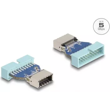 DeLOCK USB-Adapter Stiftleiste (Stecker) auf interne USB-Typ-E-Buchse, 5 Gbit/s, Blau