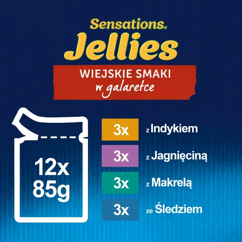 Purina Felix Sensations Mix Nassfutter für Katzen, 12 x 85 g, Pute, Makrele, Lamm, Hering