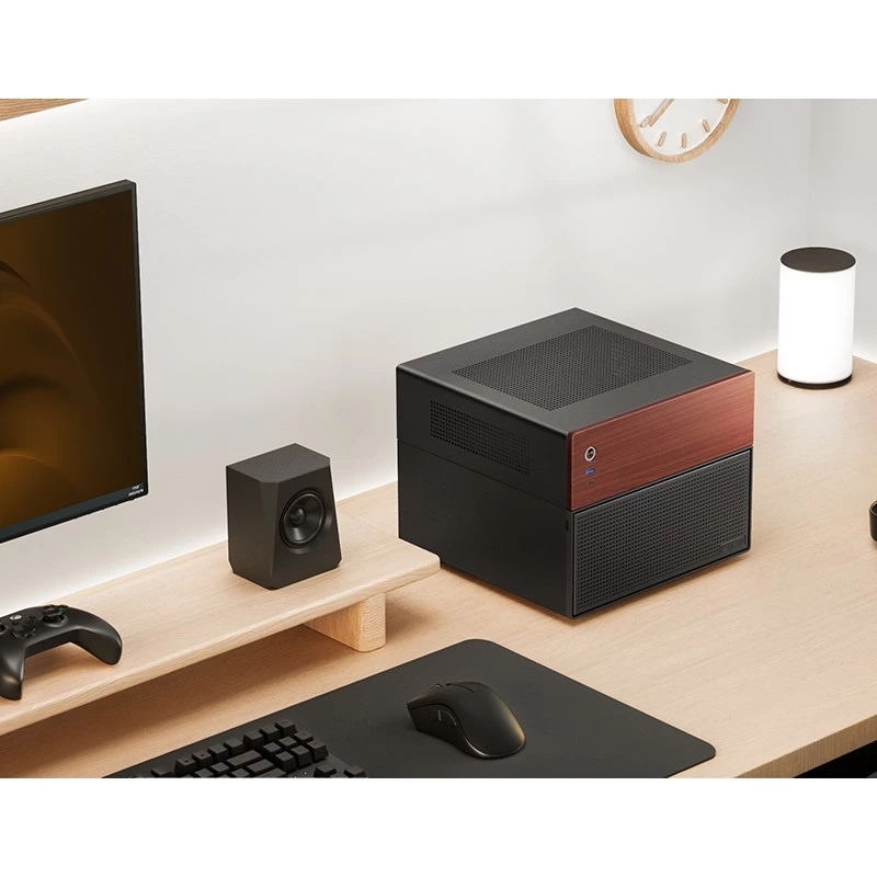 Jonsbo N4 Microtower Gehäuse Schwarz Robustes Stahl Kompaktes PC-Gehäuse