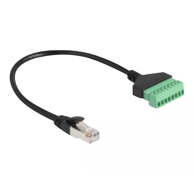 DeLOCK RJ45-Kabel Cat.6 Stecker auf Klemmleistenadapter 30 cm Schwarz Grün