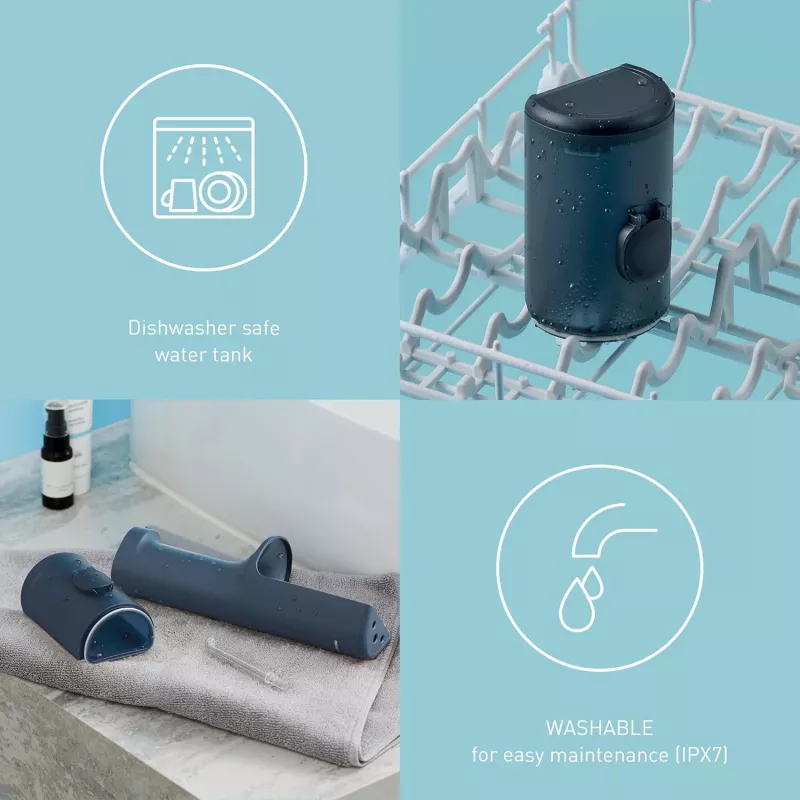 EW-DJ66, 0,2 l, blau, kabellose Munddusche, Schallzahnbürste, wiederaufladbarer Akku, 100 – 240 V