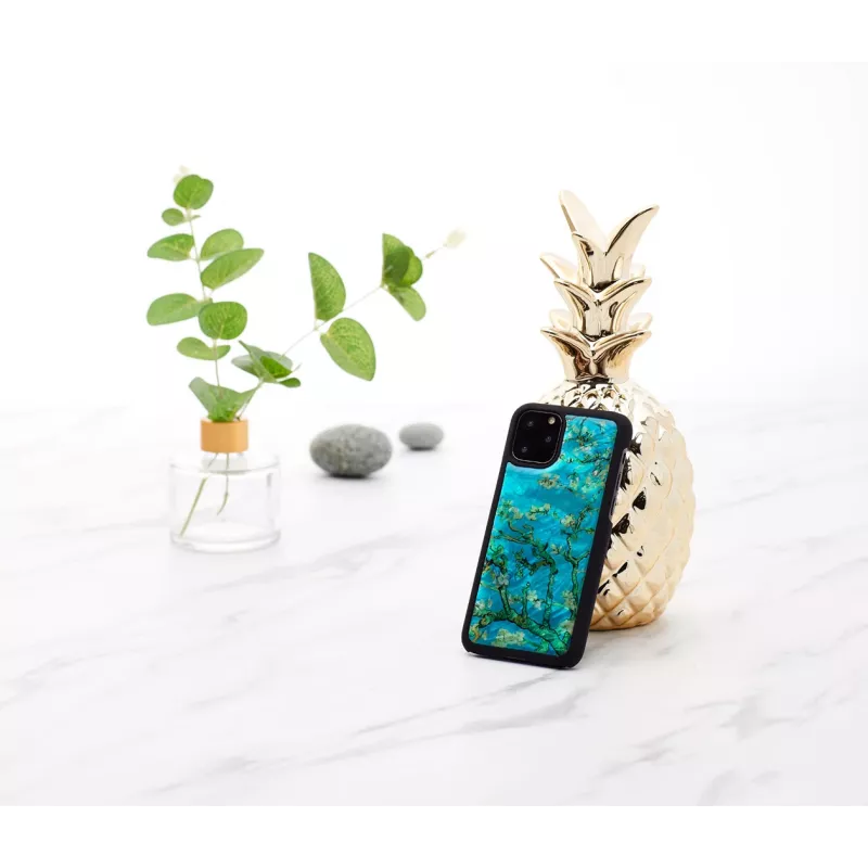 Smartphone-Hülle iKins für iPhone 11 Pro – Mandelblüten-Schwarz, Schutzhülle