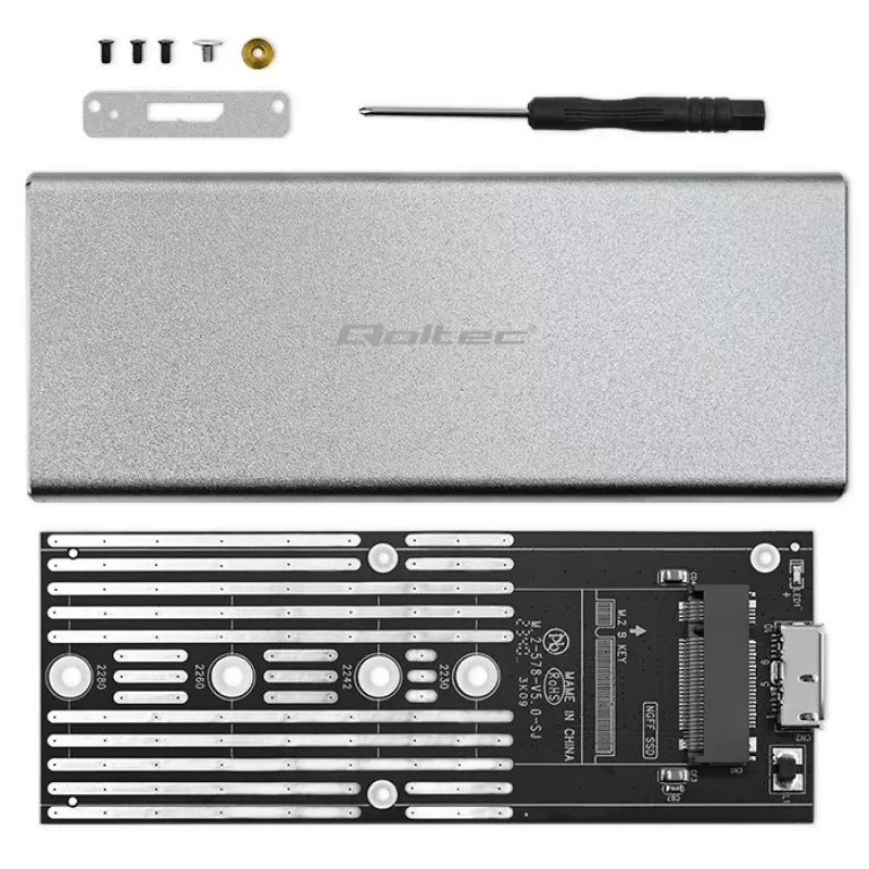 Aluminiumgehäuse QOLTEC 51833 für M.2 SSD, SATA auf USB 3.0, unterstützt bis zu 2 TB