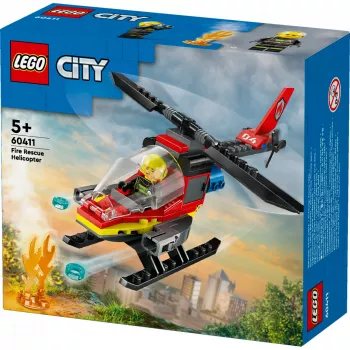 LEGO City Feuerwehrhubschrauber 60411 Bauspielzeug, 85 Teile, drehbare Rotorblätter, 1 Minifigur, Alter 5+ (220×90×60 mm)