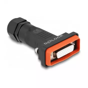 DeLOCK D-Sub HD 26-polige Buchse IP67 wasserdicht schwarz orange