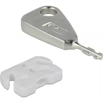 USB-Port-Blocker-Set für USB-A-Buchse, Steckschloss Weiß/Silber, 5x USB-Port-Blocker, 2x Schlüssel