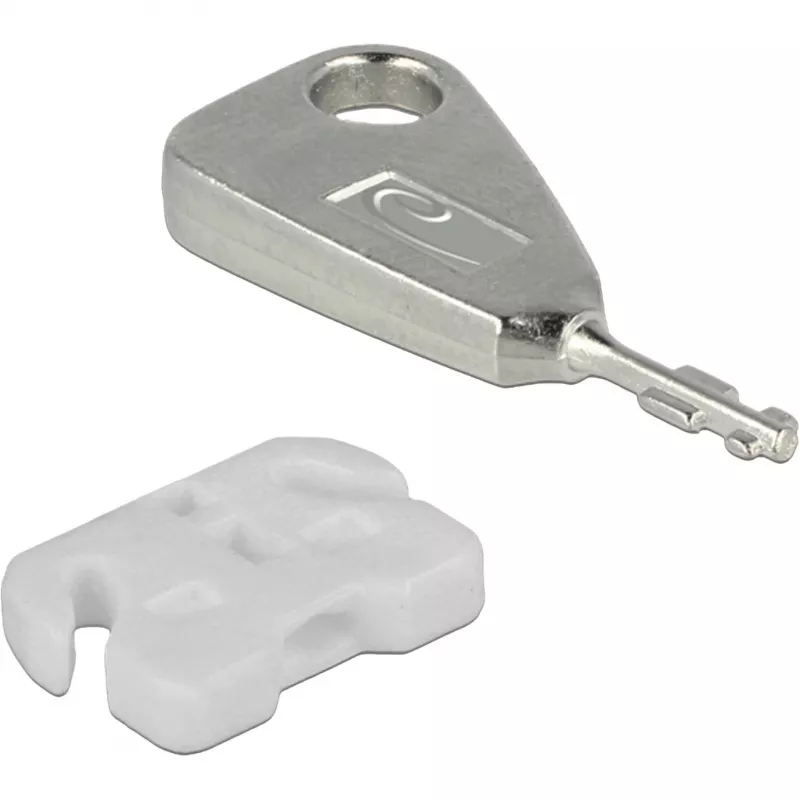 USB-Port-Blocker-Set für USB-A-Buchse, Steckschloss Weiß/Silber, 5x USB-Port-Blocker, 2x Schlüssel