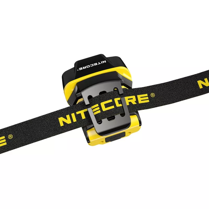 Kopflampe Nitecore NU11 — 150 lm, IPX5, USB wiederaufladbar, 41 g, gelb/schwarz