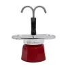 Bialetti Mini Express Magritte Moka-Kanne Rot, Silber