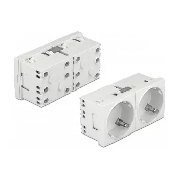 Steckdose CEE 7/3 DELOCK Easy 45 — 250 V, 16 A, 4000 W, weiß, ABS/PC, 90×45×40 mm