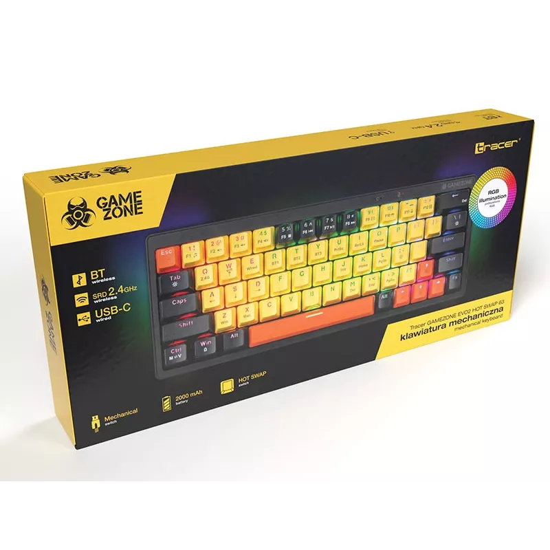 Mechanische Tastatur Tracer Gamezone EVO2 Hot Swap 63 (Gelb)