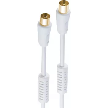 shiverpeaks ®-BASIC-S--Antennenanschlusskabel, 100% geschirmt, vergoldete Kontakte, Mantelstromfilter, 100 dB, Weiß, 2,0m (BS80203-128-G)
