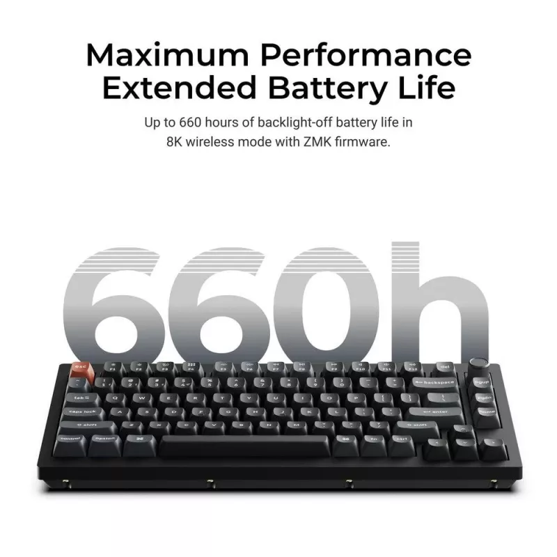 Mechanische Tastatur Keychron V1 Ultra 8K — 75% Formfaktor, QWERTY, Bluetooth, RGB, Schwarz