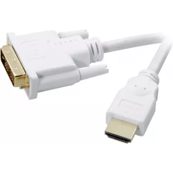 SpeaKa Professional DVI / HDMI Adapterkabel DVI-D 18+1pol. Stecker, HDMI-A Stecker 2,00 m Weiß SP-7870336 vergoldete Steckkontakte DVI-Kabel (SP-7870336)