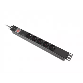 Lanberg PDU-05E-0200-IEC-BK Stromverteilereinheit (PDU) 5 AC-Ausgänge 1U Schwarz