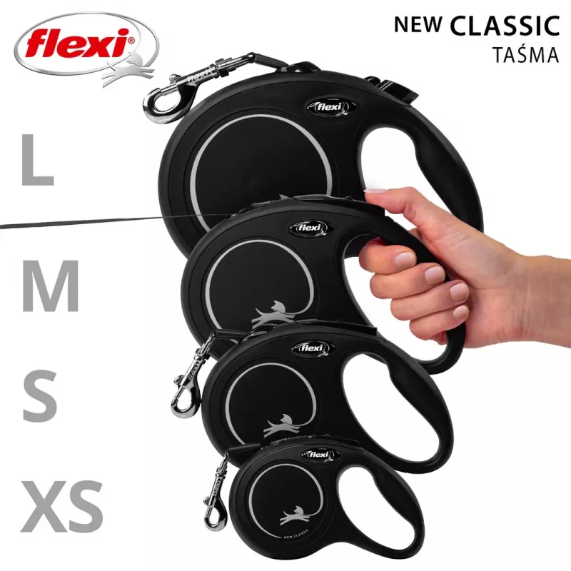 Flexi New CLASSIC 5 m Schwarz Hunde-Ausziehleine