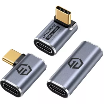 USB-C-Adapter GrauGear G-AD-40G-3 — 40 Gbit/s, Aluminium, 3er-Pack