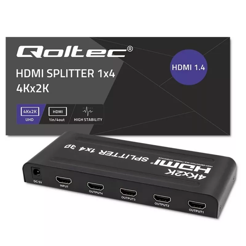 Qoltec 51798 Aktiver HDMI-Splitter 4 x HDMI 4K x 2K | 3.4Gb/s