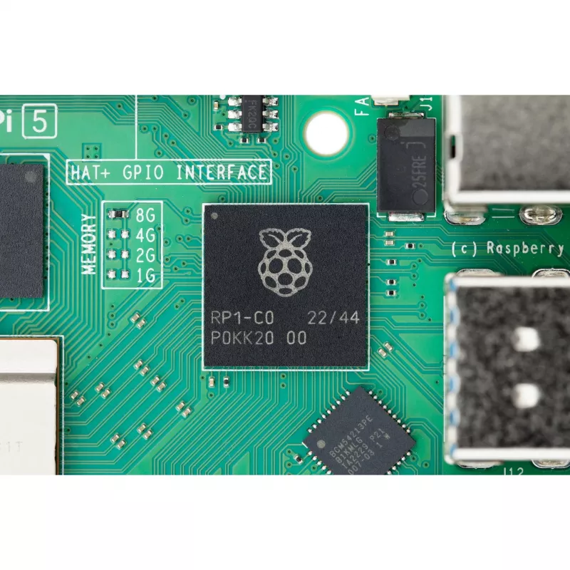 Single-Board-Computer Raspberry Pi 5 Entwicklungsboard — 2400 MHz Arm Cortex-A76, bis zu 16 GB LPDDR4x, MicroSD, USB 3.2, Wi‑Fi 5