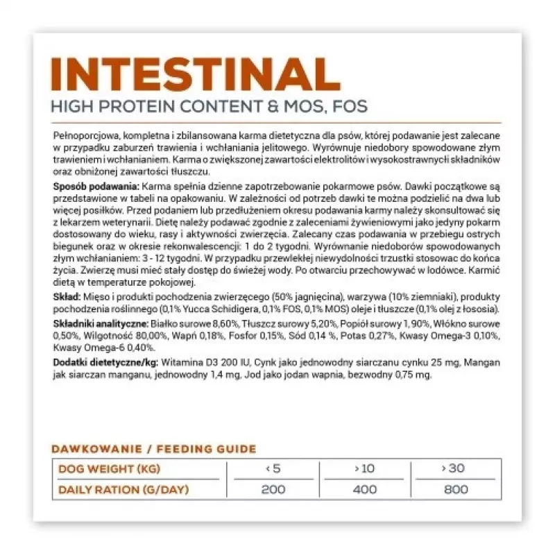Nassfutter für Hunde VETEXPERT Veterinary Diet Intestinal 400 g, Geflügel, getreidefrei, zur Erholung nach Verdauungsoperationen