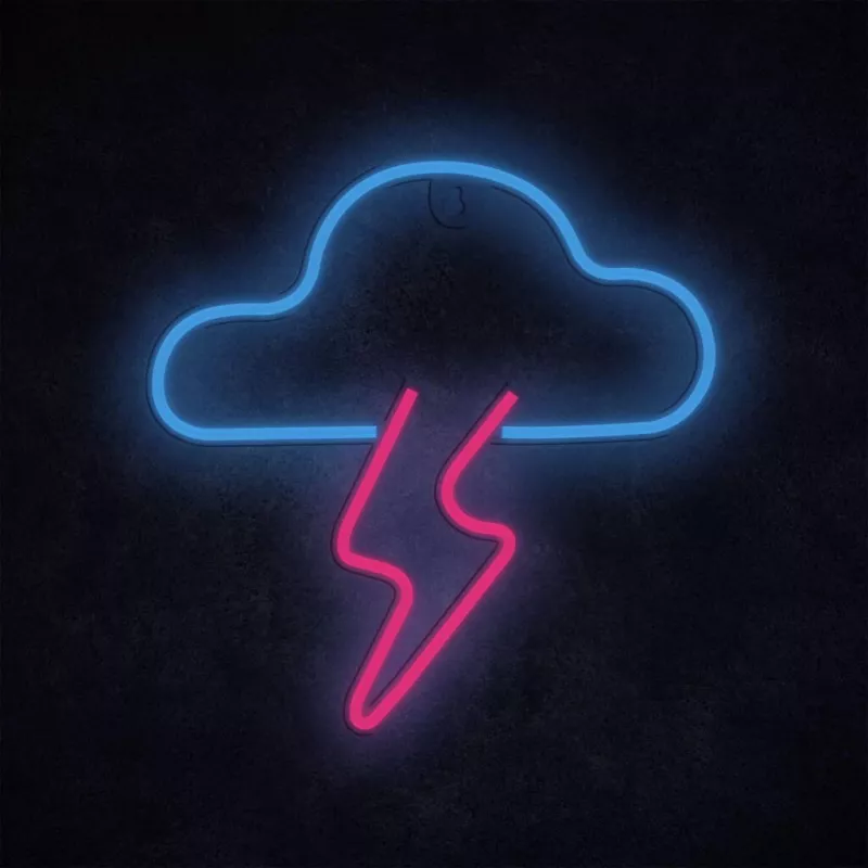 Neonlicht MANTA SNL71BL Wolke mit Blitz Blau‑Pink – dekoratives LED-Neonschild
