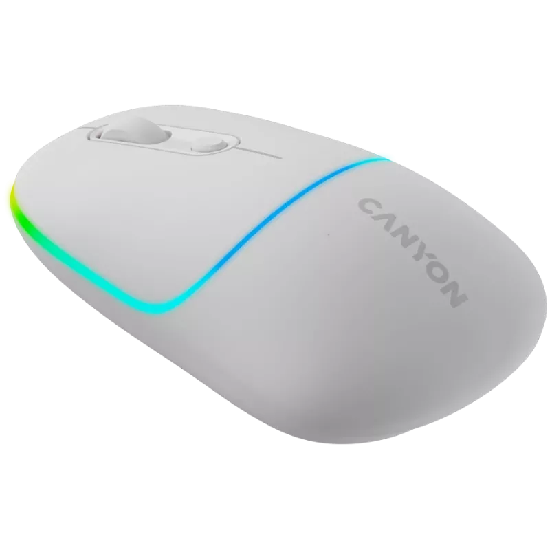 Canyon MW-22 CNS-CMSW22SW Maus – 2-in-1 Bluetooth/2,4 GHz – optisch – 800/1200/1600 DPI – 4 Tasten – RGB-Beleuchtung – wiederaufladbar – Schneeweiß