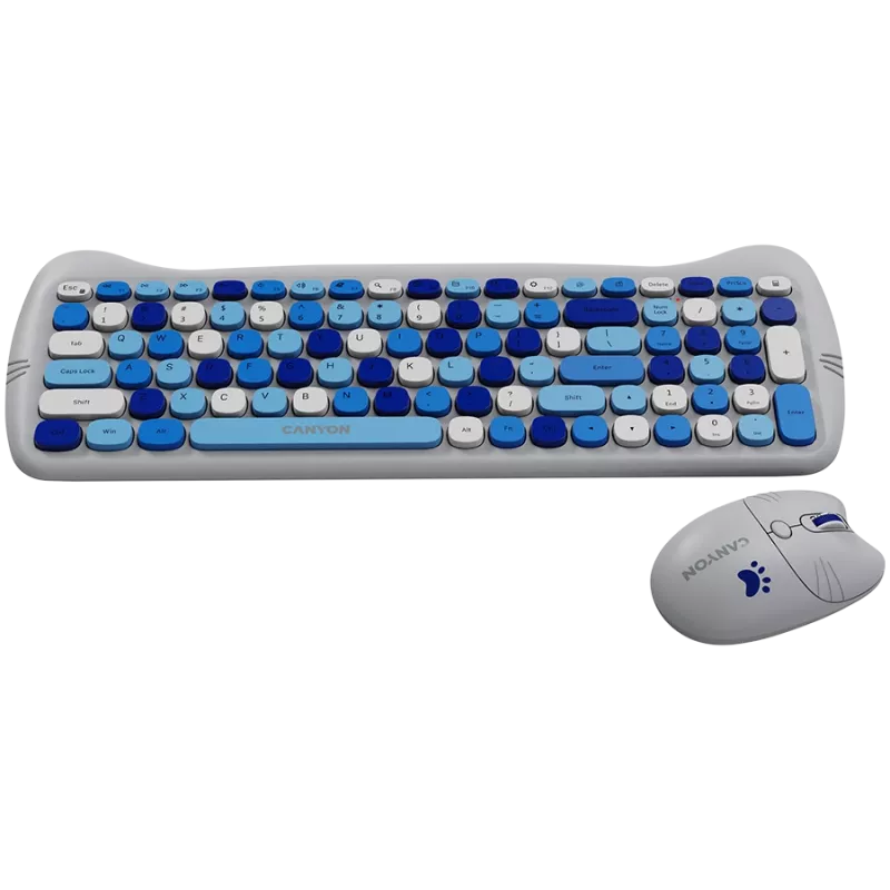 Kabelloses Tastatur- und Maus-Set CANYON HSET-W6 Kitty Edition AAA AA Blau